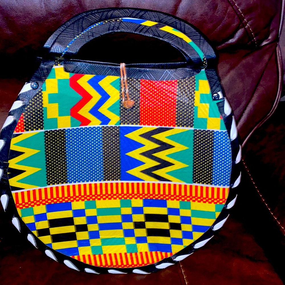 African kente print bag